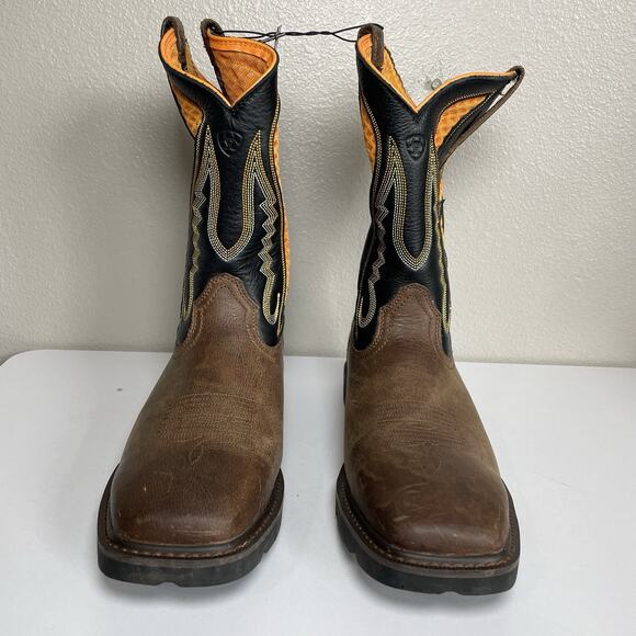 Ariat Work Boots Men 12 D Brown Orange Groundbreaker VentTek Soft Toe New in Box main image 8